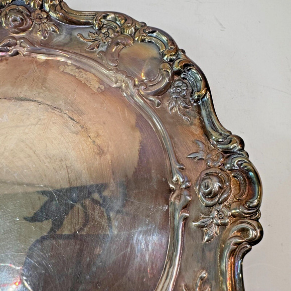 Towle Vintage Silver Plated Master Pattern Serving Rose Tray E.P. 4060 7 3/8" - Picture 3 of 11